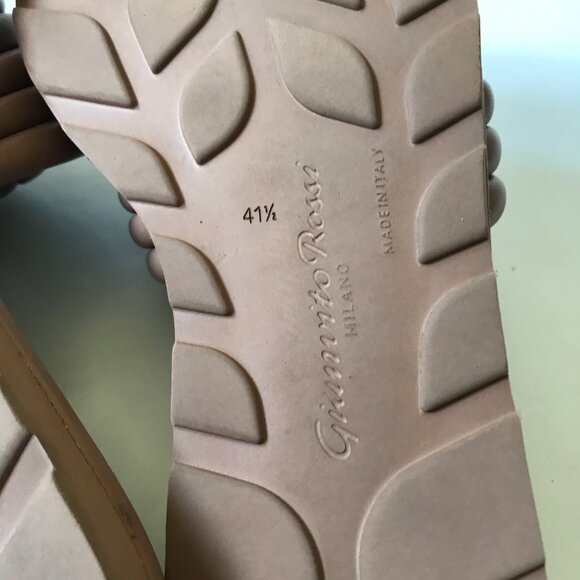 Gianvito Rossi Ottavia Leather Slides Sandals Womens 41.5 11.5 Beige Tan Leather - Picture 10 of 12